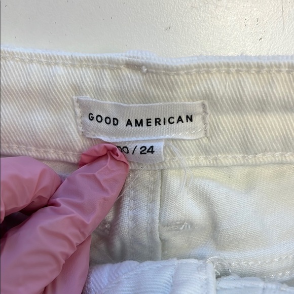 Good American White Jean Shorts with Frayed Hem - Picture 3 of 4